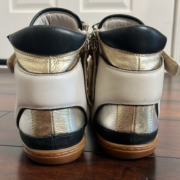 Maje Metallic Gold and White High-Top Sneakers size 40 Y2K 90's - Picture 5 of 14